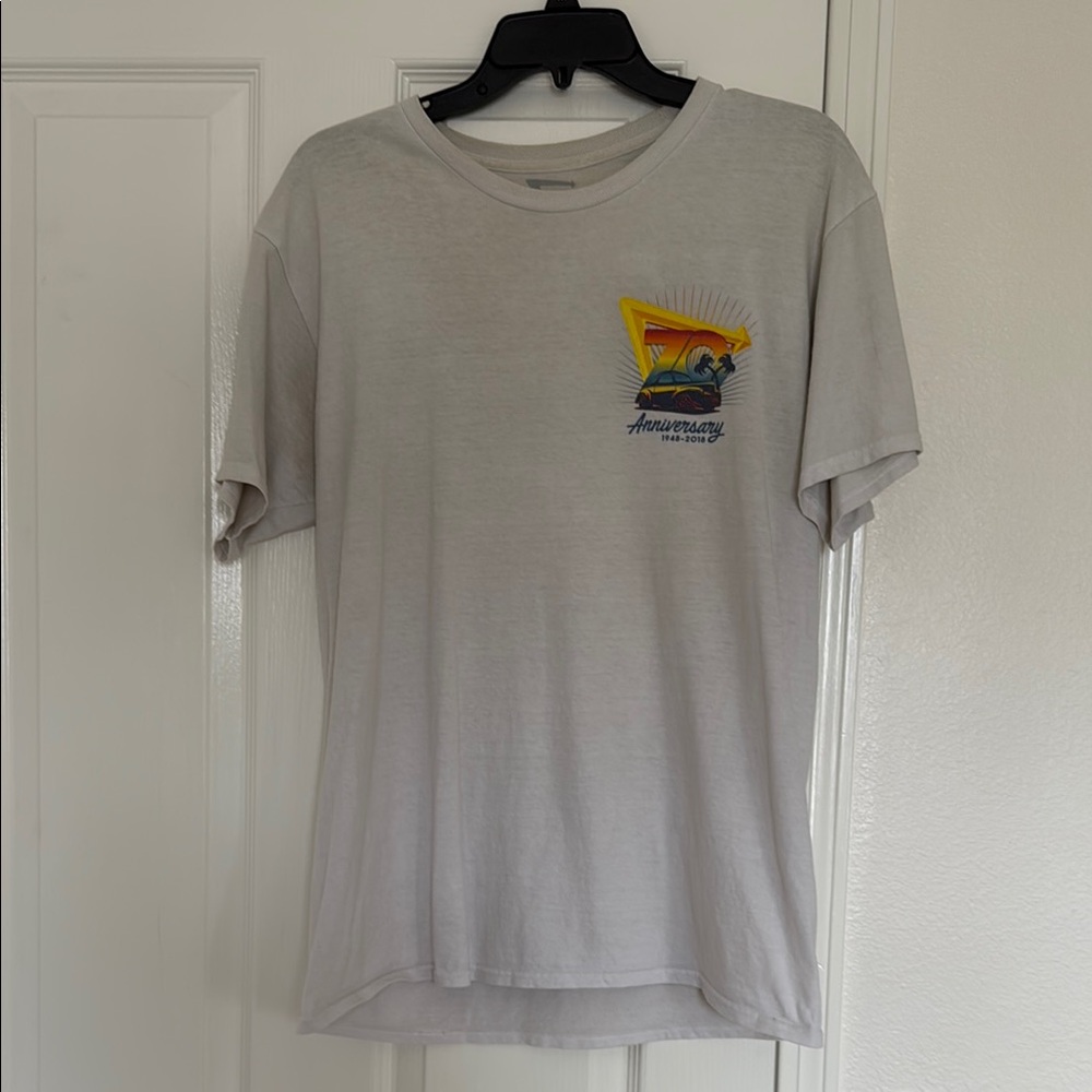 Gray Short Sleeve Tee with Graphic Design